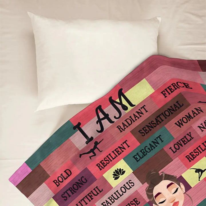 Personalized Custom Blanket - Gift For Yoga Lover - I Am Loved