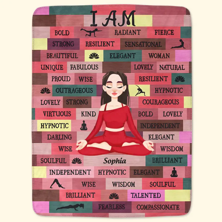 Personalized Custom Blanket - Gift For Yoga Lover - I Am Loved