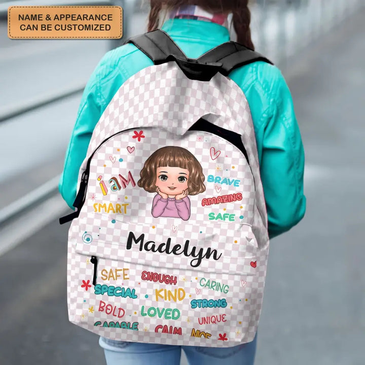 Personalized Custom Backpack - Back To School Gift For Kindergarten, Pre-K, 1st Grade, 2nd Grade, 3rd Grade, 4th Grade, 5th Grade Kid - I Am Smart Brave