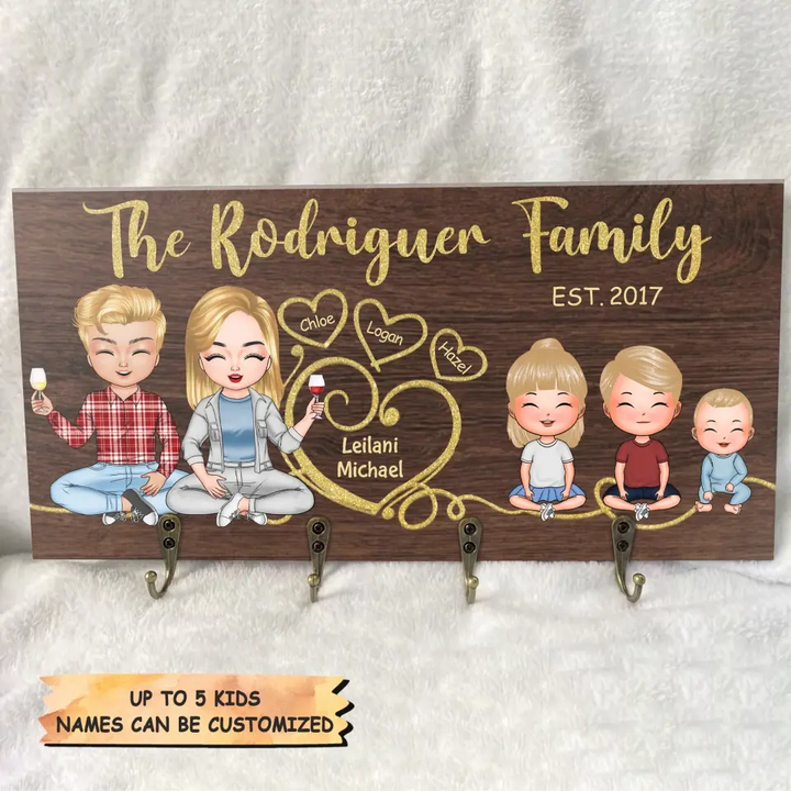 Personalized Custom Key Holder - Mother's Day, Father's Day Gift For Mom, Dad, Family Member - Family Wooden