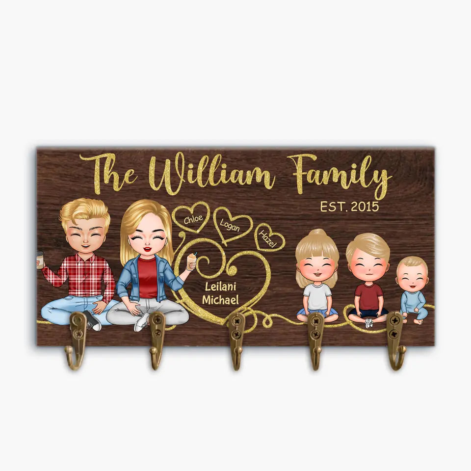 Personalized Custom Key Holder - Mother's Day, Father's Day Gift For Mom, Dad, Family Member - Family Wooden