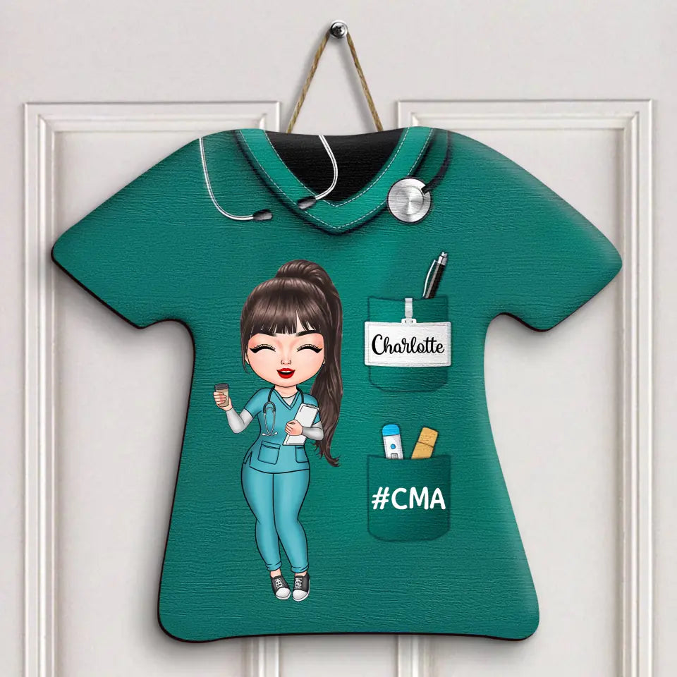 Personalized Custom Door Sign - Nurse's Day, Appreciation Gift For Nurse - Nurse Life Pretty Doll
