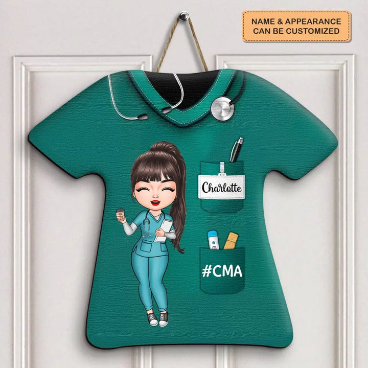Personalized Custom Door Sign - Nurse's Day, Appreciation Gift For Nurse - Nurse Life Pretty Doll