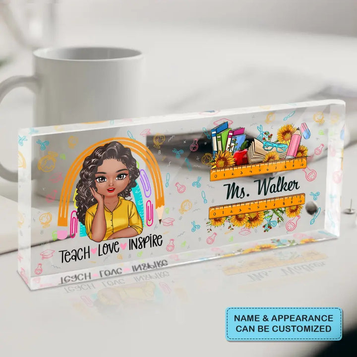 Personalized Custom Desk Plate - Teacher's Day, Appreciation Gift For Teacher - Teacher Love