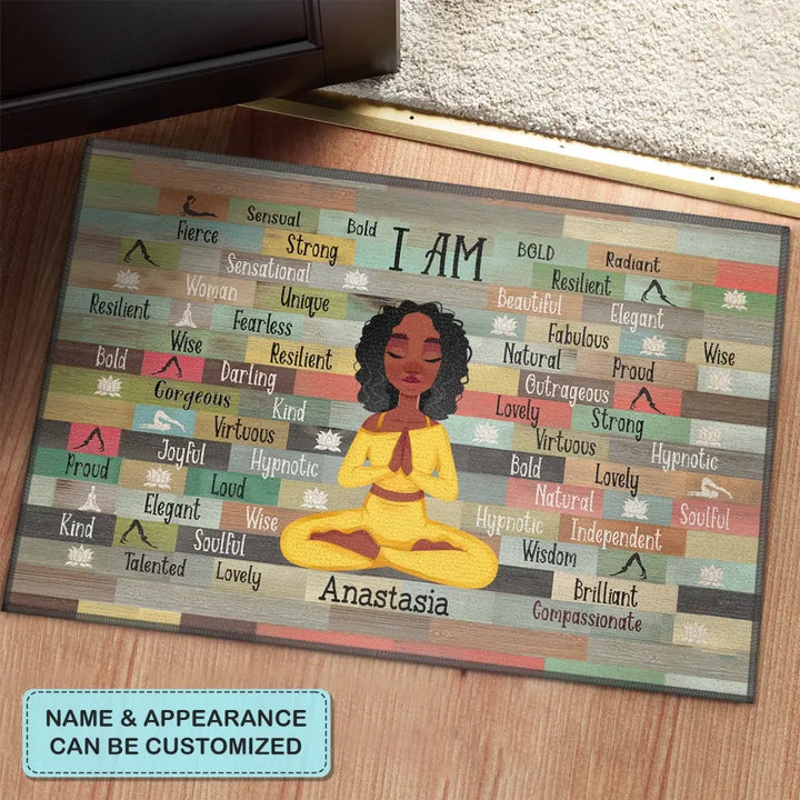 Personalized Custom Doormat - Gift For Yoga Lover - I Am Strong Proud
