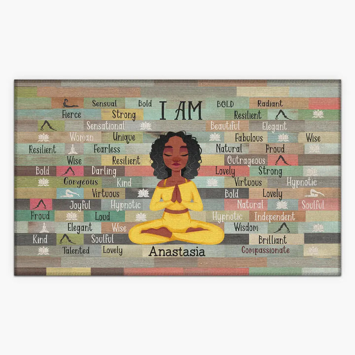 Personalized Custom Doormat - Gift For Yoga Lover - I Am Strong Proud