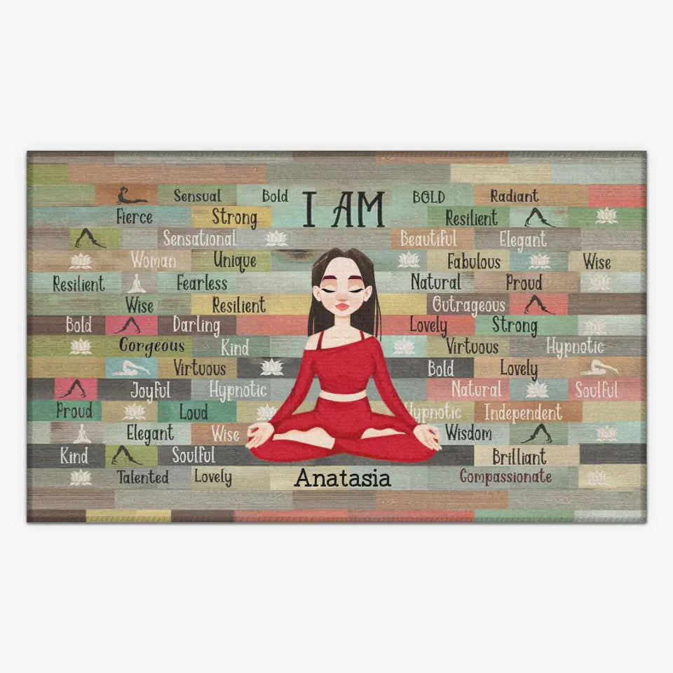 Personalized Custom Doormat - Gift For Yoga Lover - I Am Strong Proud