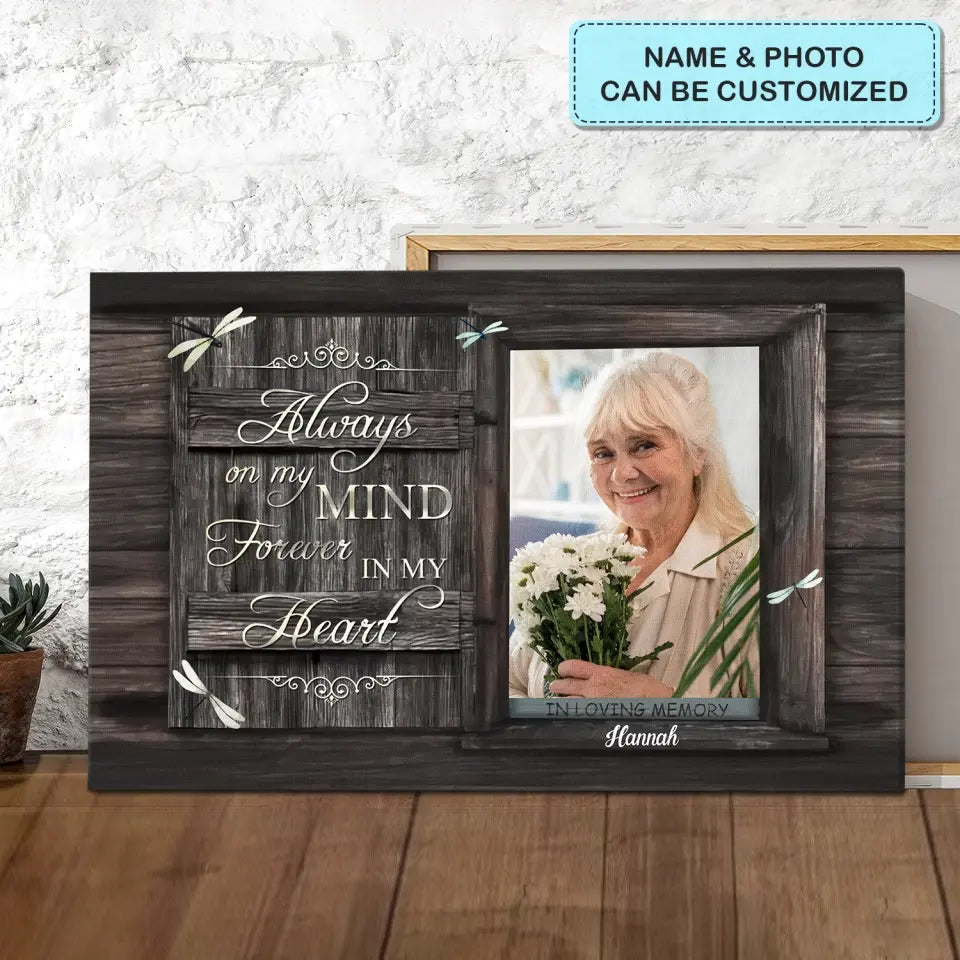 Personalized Custom Poster/Wrapped Canvas - Memorial Gift For Family Member - Always On My Mind Forever In My Heart