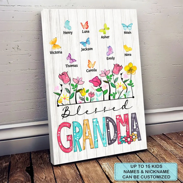Personalized Custom Poster/Wrapped Canvas - Mother's Day Gift For Grandma, Mom - Blessed Grandma Butterfly