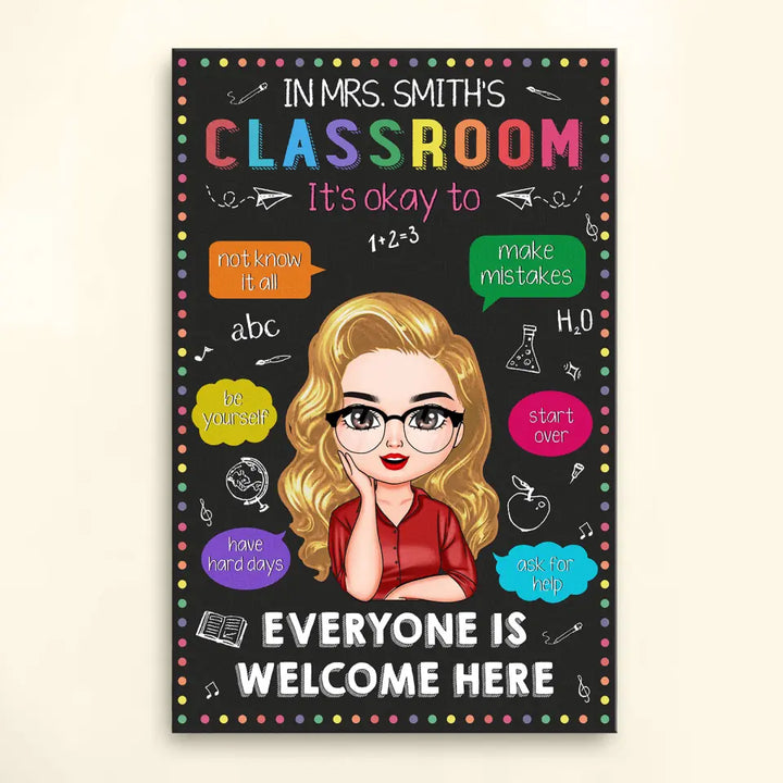 Personalized Custom Poster/Wrapped Canvas -Teacher's Day, Appreciation Gift For Teacher - Everyone Is Welcome Here