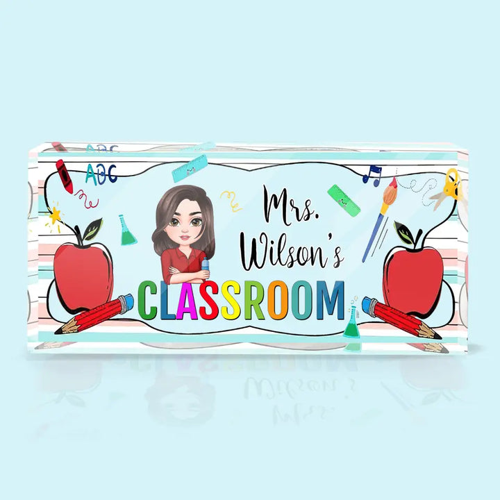 Personalized Custom Desk Plate - Teacher's Day, Appreciation Gift For Teacher - My Classroom