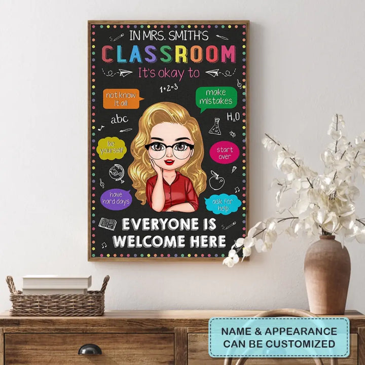 Personalized Custom Poster/Wrapped Canvas -Teacher's Day, Appreciation Gift For Teacher - Everyone Is Welcome Here