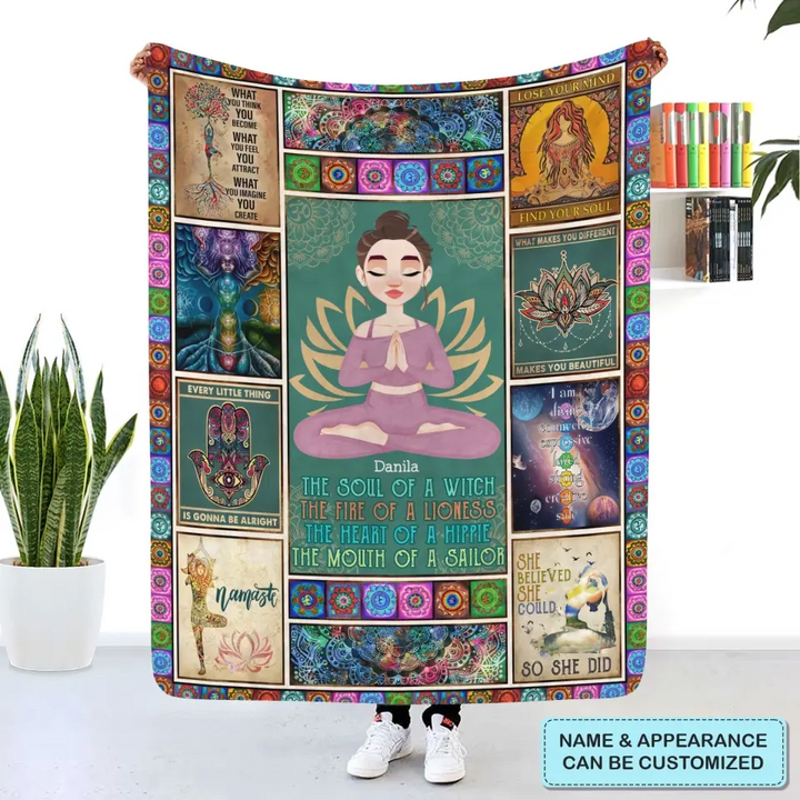 Personalized Custom Blanket - Gift For Yoga Lover - The Soul Of A Witch