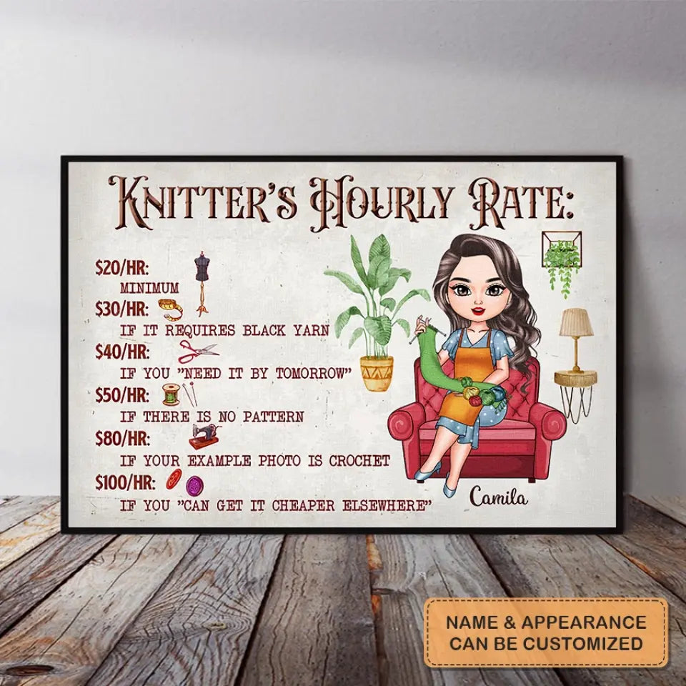 Personalized Custom Poster/Wrapped Canvas - Birthday Gift For Crochet Lover - Knitter And Crocheter's Hourly Rate