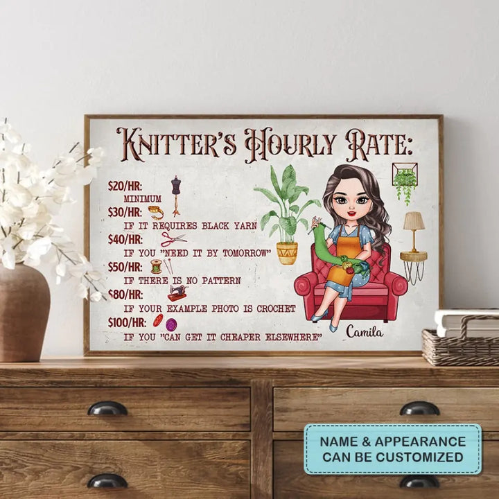 Personalized Custom Poster/Wrapped Canvas - Birthday Gift For Crochet Lover - Knitter And Crocheter's Hourly Rate