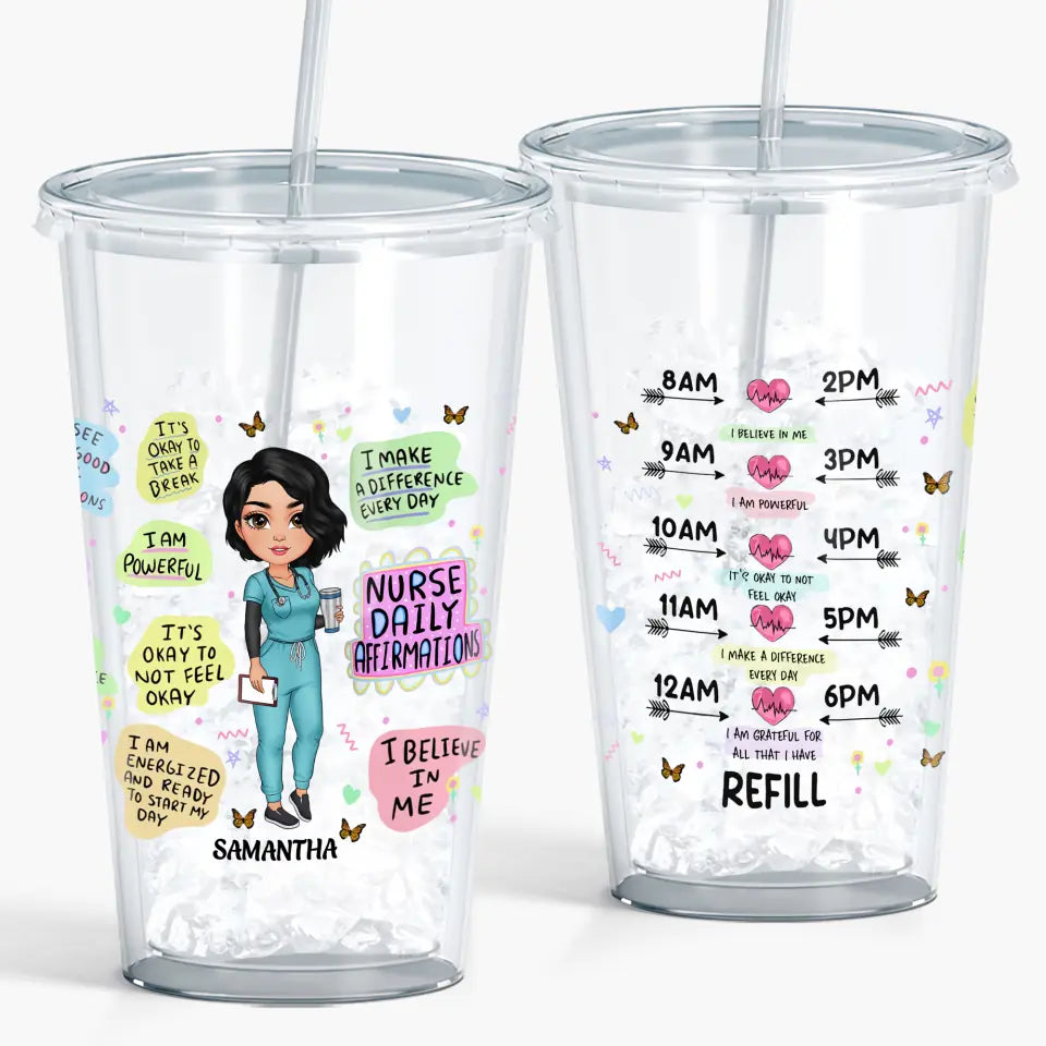 Teacher Daily Affirmation - Personalized Acrylic Tumbler With Straw