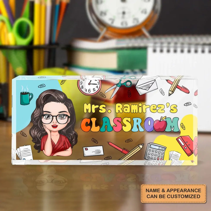 Personalized Custom Desk Plate - Gift For Office Staff, Teacher's Day, Appreciation Gift For Teacher - My Classroom My Office