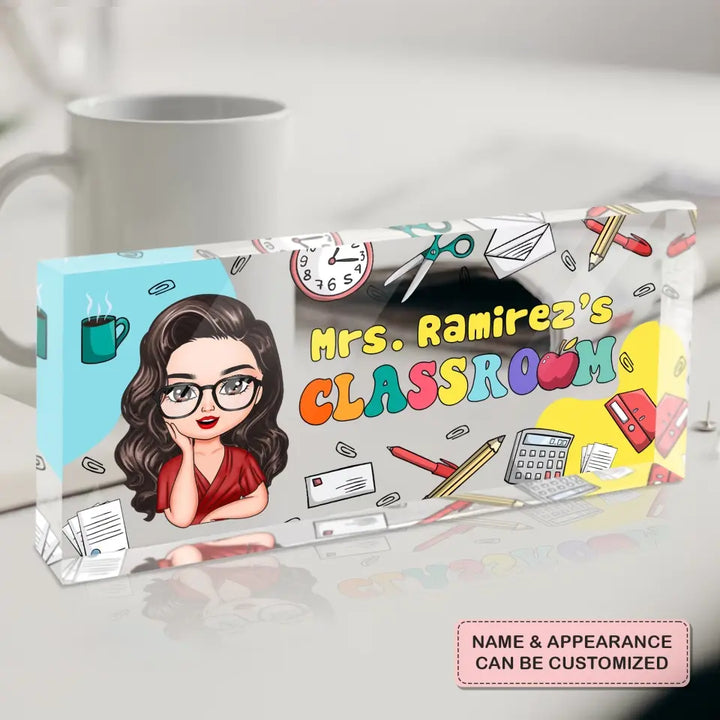 Personalized Custom Desk Plate - Gift For Office Staff, Teacher's Day, Appreciation Gift For Teacher - My Classroom My Office