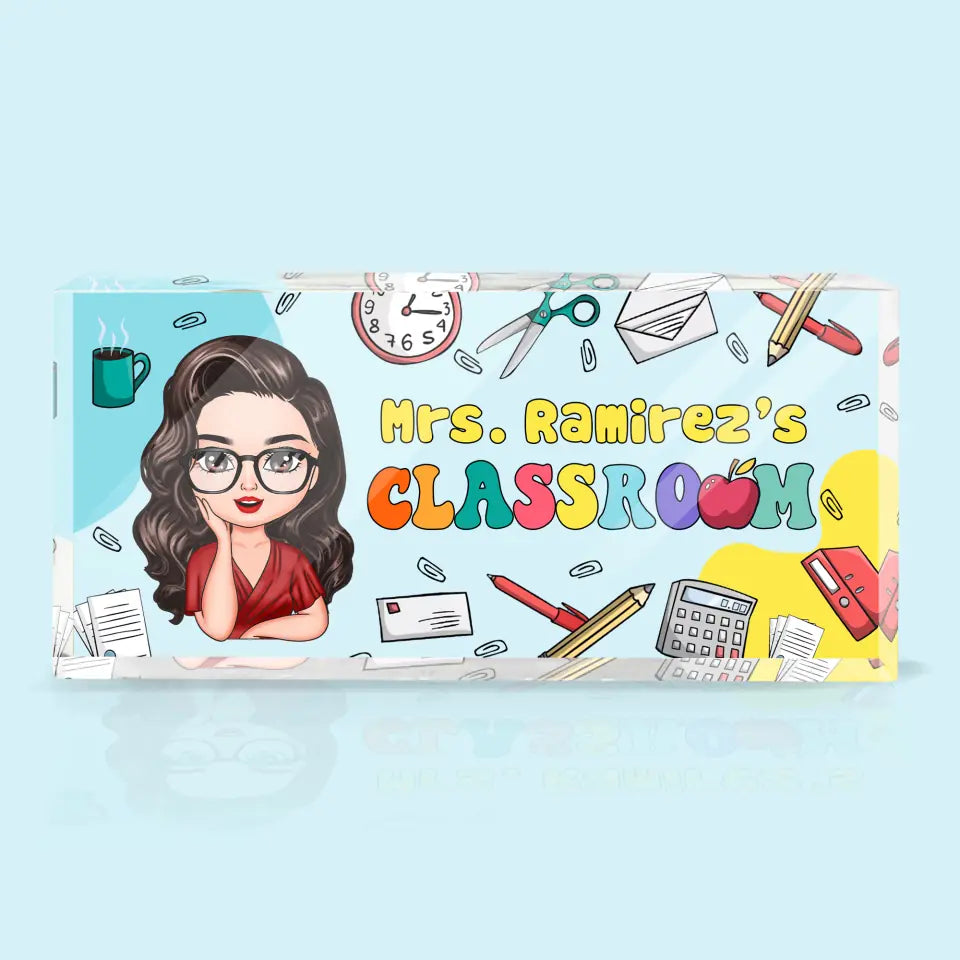 Personalized Custom Desk Plate - Gift For Office Staff, Teacher's Day, Appreciation Gift For Teacher - My Classroom My Office