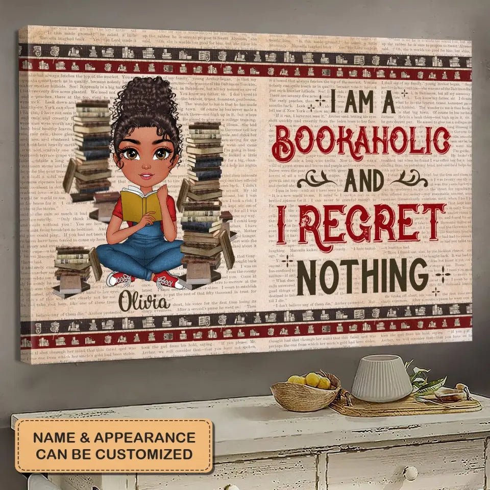 Personalized Custom Wrapped Canvas - Birthday & Christmas Gift For Book Lover - I Am A Bookaholic