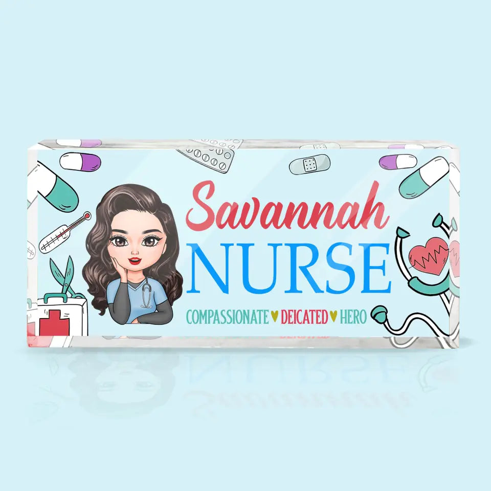 Personalized Custom Desk Plate - Nurse's Day, Appreciation Gift For Nurse - Compassionate Dedicated Hero