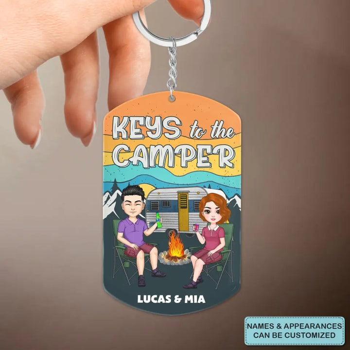 Personalized Custom Keychain - Anniversary Gift For Couple - Keys To The Campers