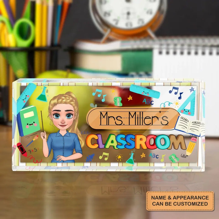 Personalized Custom Desk Plate - Teacher's Day, Appreciation Gift For Teacher - Classroom Pencil Book