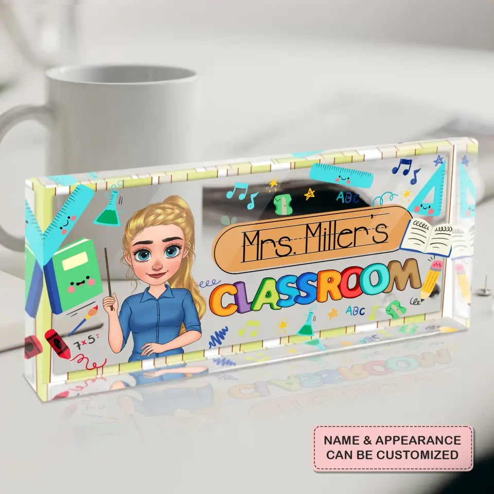 Personalized Custom Desk Plate - Teacher's Day, Appreciation Gift For Teacher - Classroom Pencil Book