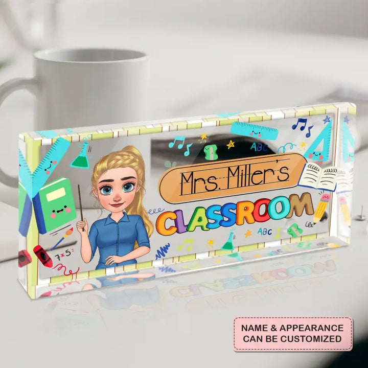Personalized Custom Desk Plate - Teacher's Day, Appreciation Gift For Teacher - Classroom Pencil Book