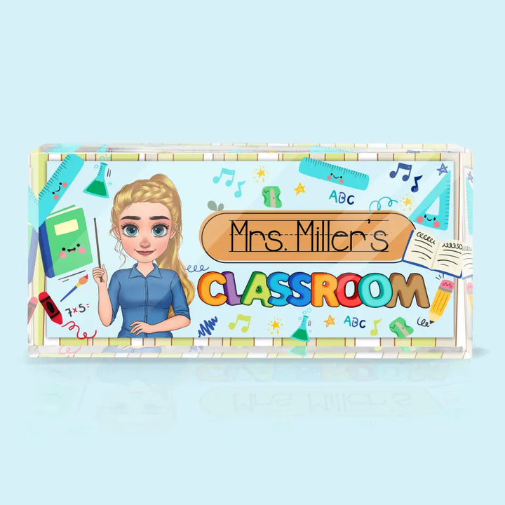 Personalized Custom Desk Plate - Teacher's Day, Appreciation Gift For Teacher - Classroom Pencil Book
