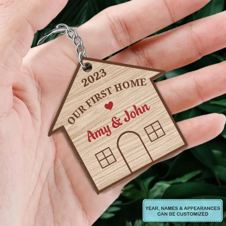Personalized Custom Wooden Keychain - Anniversary, Pride Month Gift For Couple - Our First Home
