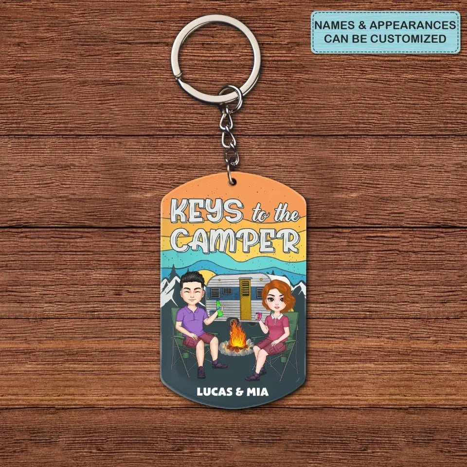 Personalized Custom Keychain - Anniversary Gift For Couple - Keys To The Campers