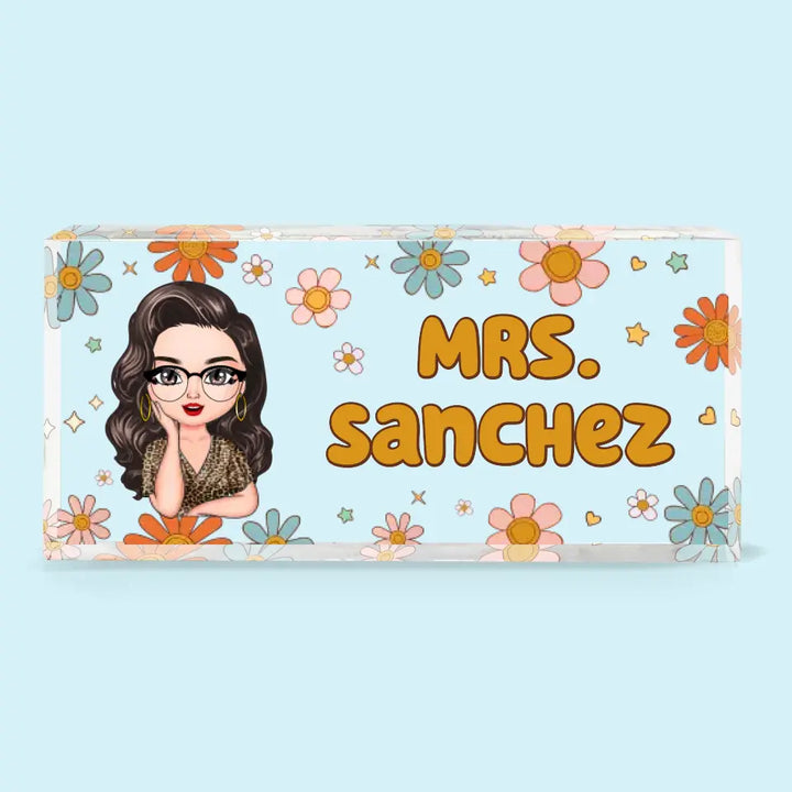 Personalized Custom Desk Plate - Teacher's Day, Appreciation Gift For Teacher - Teacher Floral