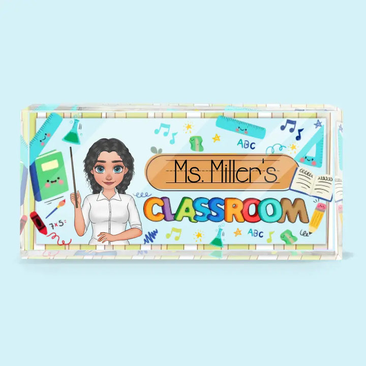 Personalized Custom Desk Plate - Teacher's Day, Appreciation Gift For Teacher - Classroom Pencil Book