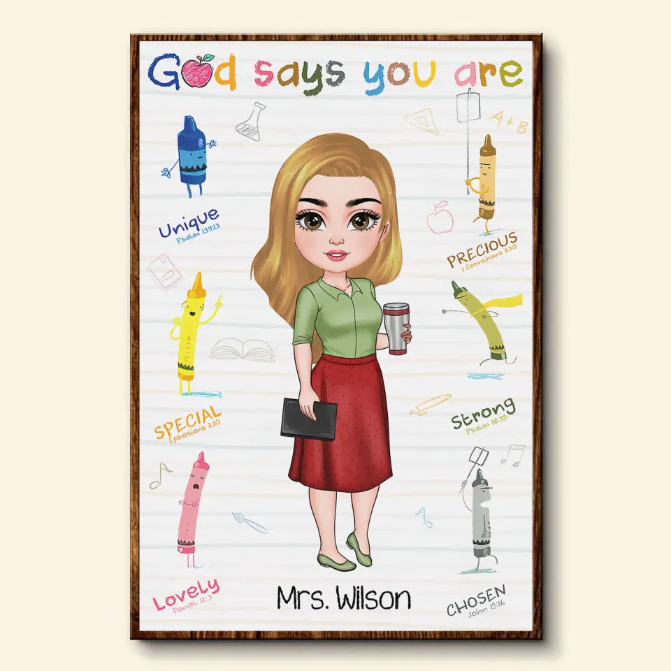 Personalized Custom Poster/Wrapped Canvas -Teacher's Day, Appreciation Gift For Teacher - God Says You Are
