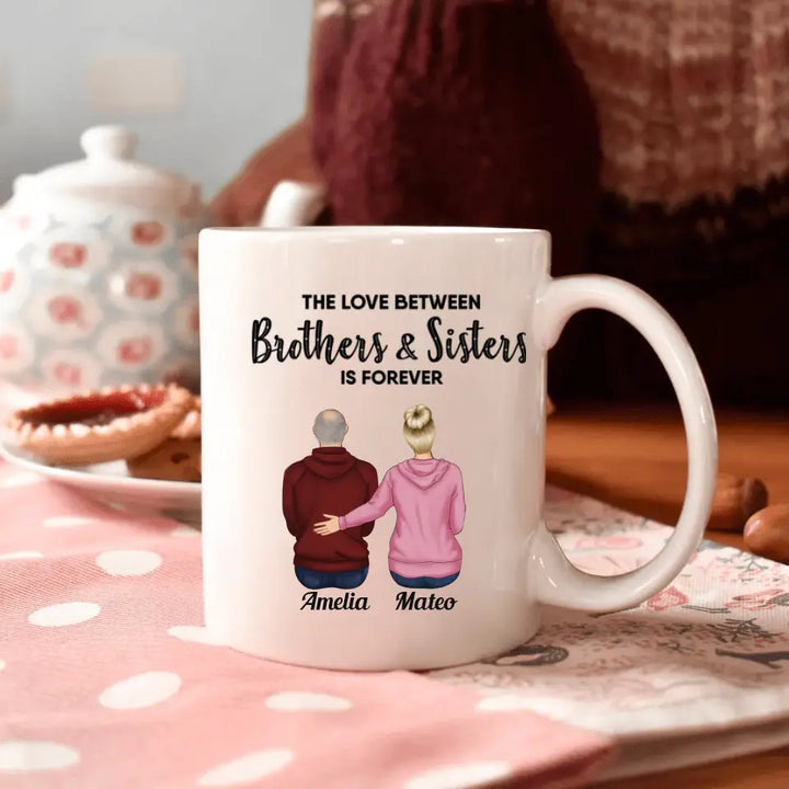 Personalized Custom White Mug - Birthday Gift For Family - The Love Between Family Is Forever