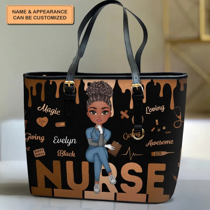 Personalized Custom Leather Bucket Bag - Nurse's Day, Appreciation Gift For Nurse - Nurse Life Magic