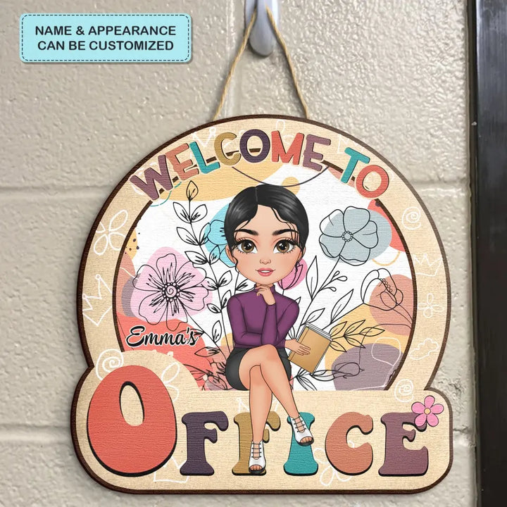 Personalized Custom Door Sign - Welcoming Gift For Office Staff, Colleague - Floral Office