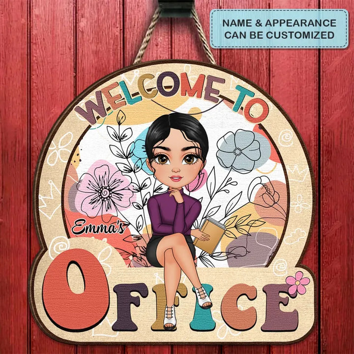 Personalized Custom Door Sign - Welcoming Gift For Office Staff, Colleague - Floral Office