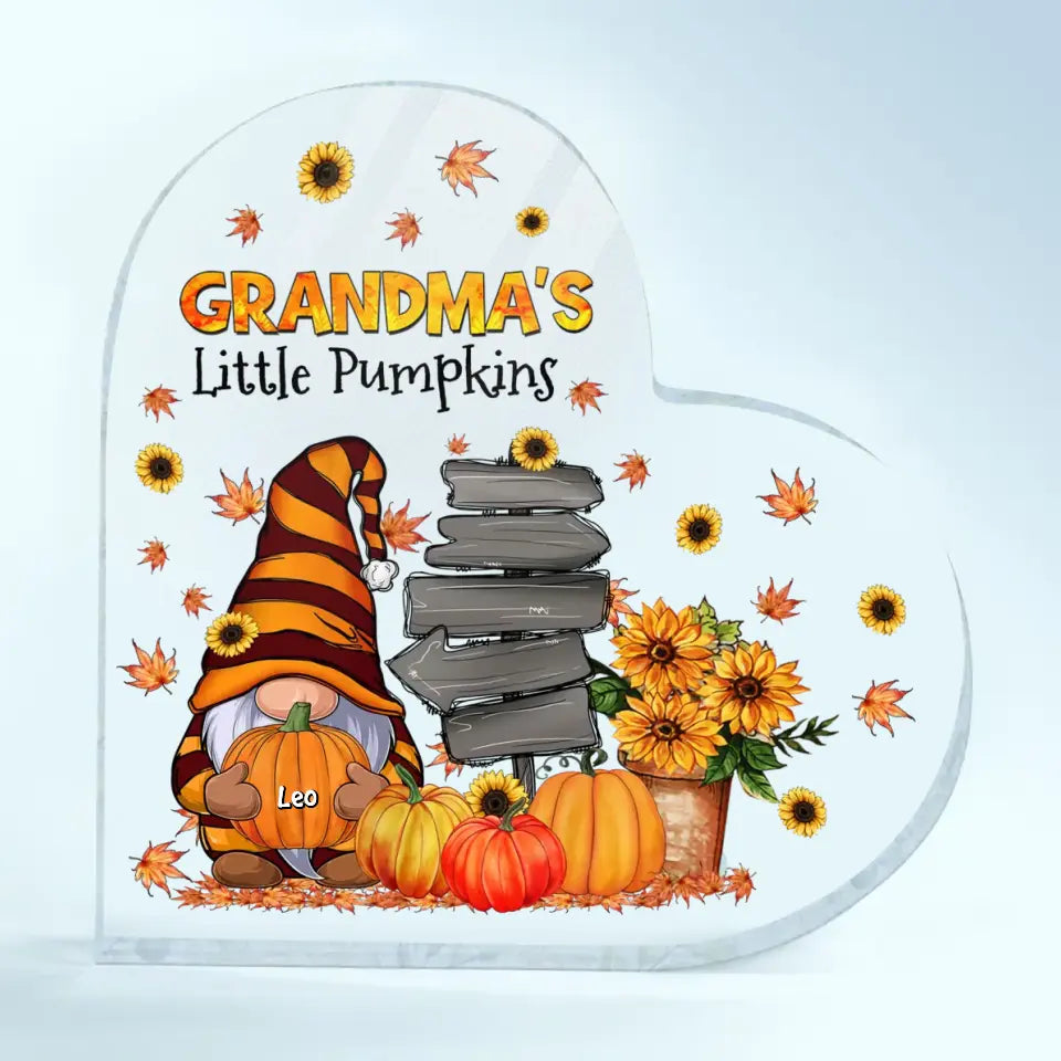 Personalized Custom Heart-shaped Acrylic Plaque - Mother's Day, Birthday Gift For Grandma - Grandma's Little Pumpkins