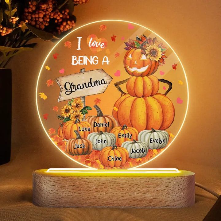 Personalized Custom Acrylic LED Night Light - Mother's Day Gift For Grandma - Fall Grandma Pumpkin