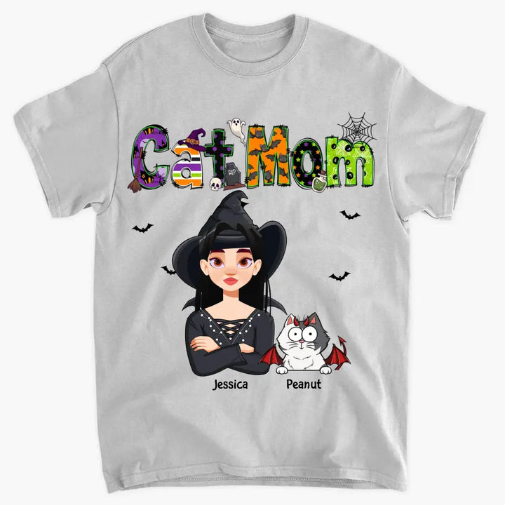 Personalized Custom T-shirt - Halloween Gift For Cat Mom, Cat Lover - Cat Mom Halloween V2