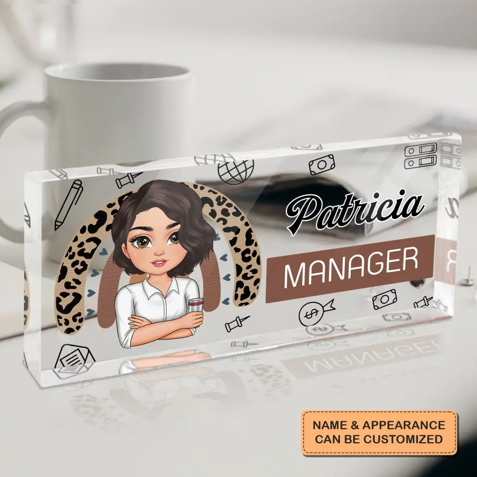Personalized Custom Desk Plate - Office Decor, Birthday Gift For Office Staff - My Office Desk Plate