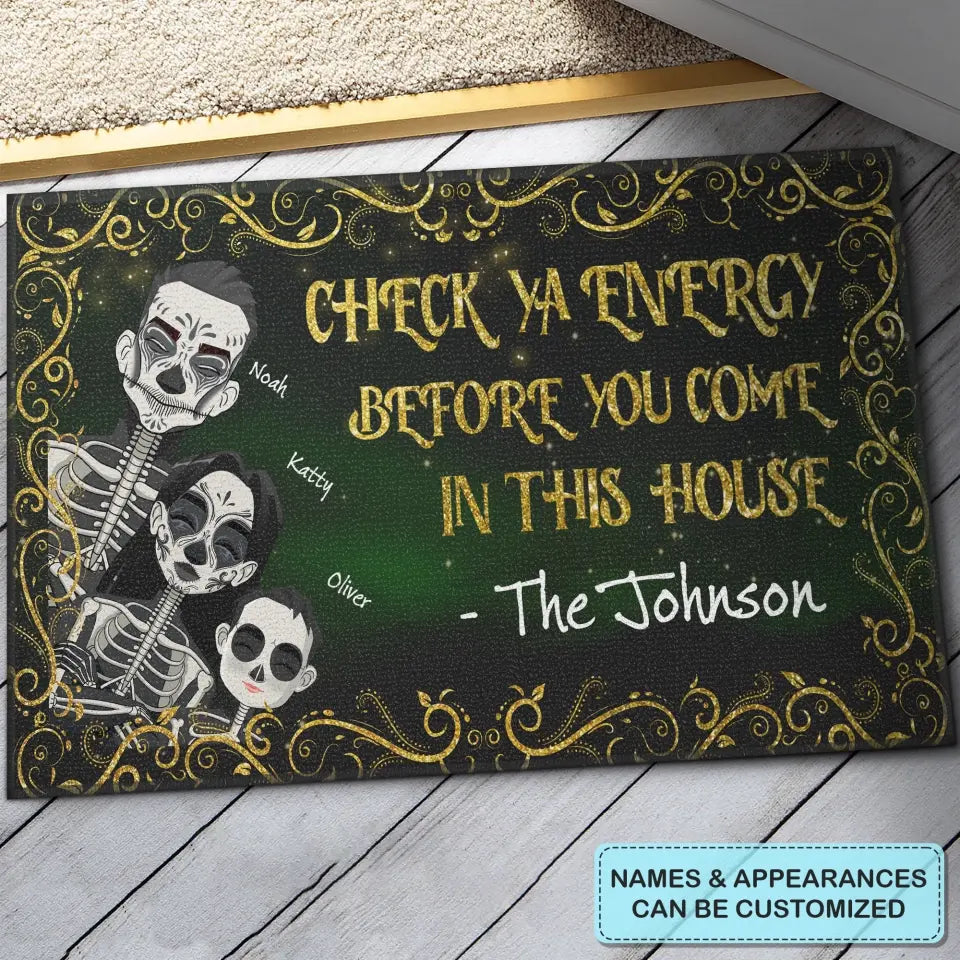 Personalized Custom Doormat - Halloween Gift For Mom, Dad, Family Member - Check Ya Energy