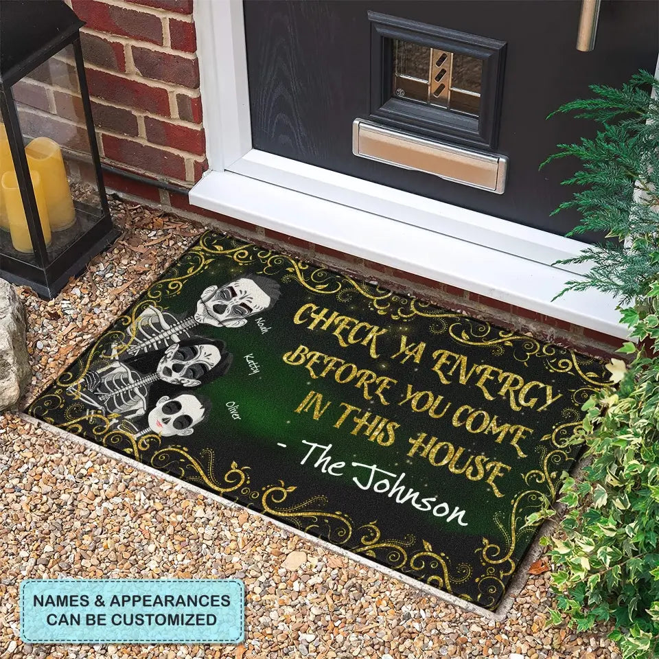 Personalized Custom Doormat - Halloween Gift For Mom, Dad, Family Member - Check Ya Energy