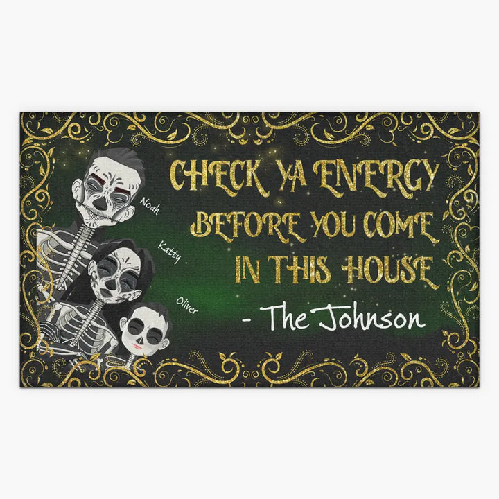 Personalized Custom Doormat - Halloween Gift For Mom, Dad, Family Member - Check Ya Energy