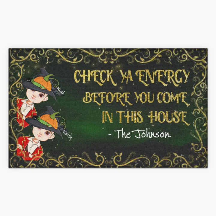 Personalized Custom Doormat - Halloween Gift For Mom, Dad, Family Member - Check Ya Energy