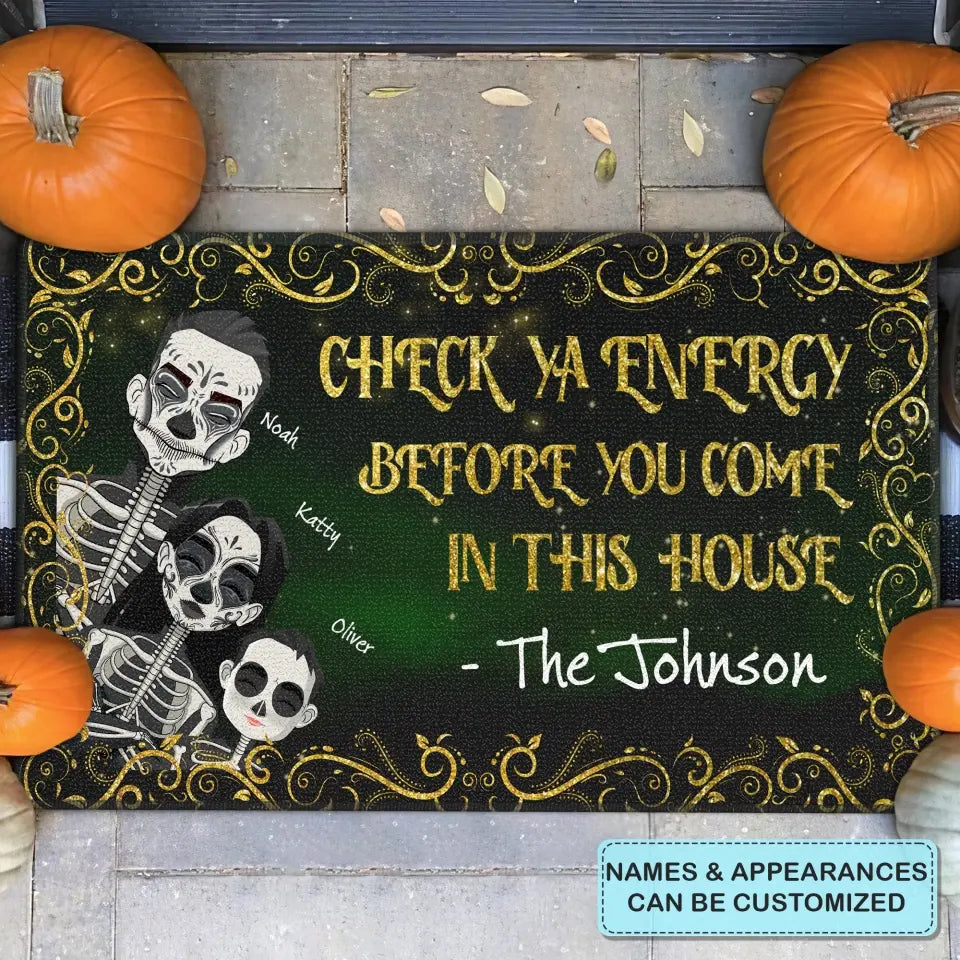 Personalized Custom Doormat - Halloween Gift For Mom, Dad, Family Member - Check Ya Energy