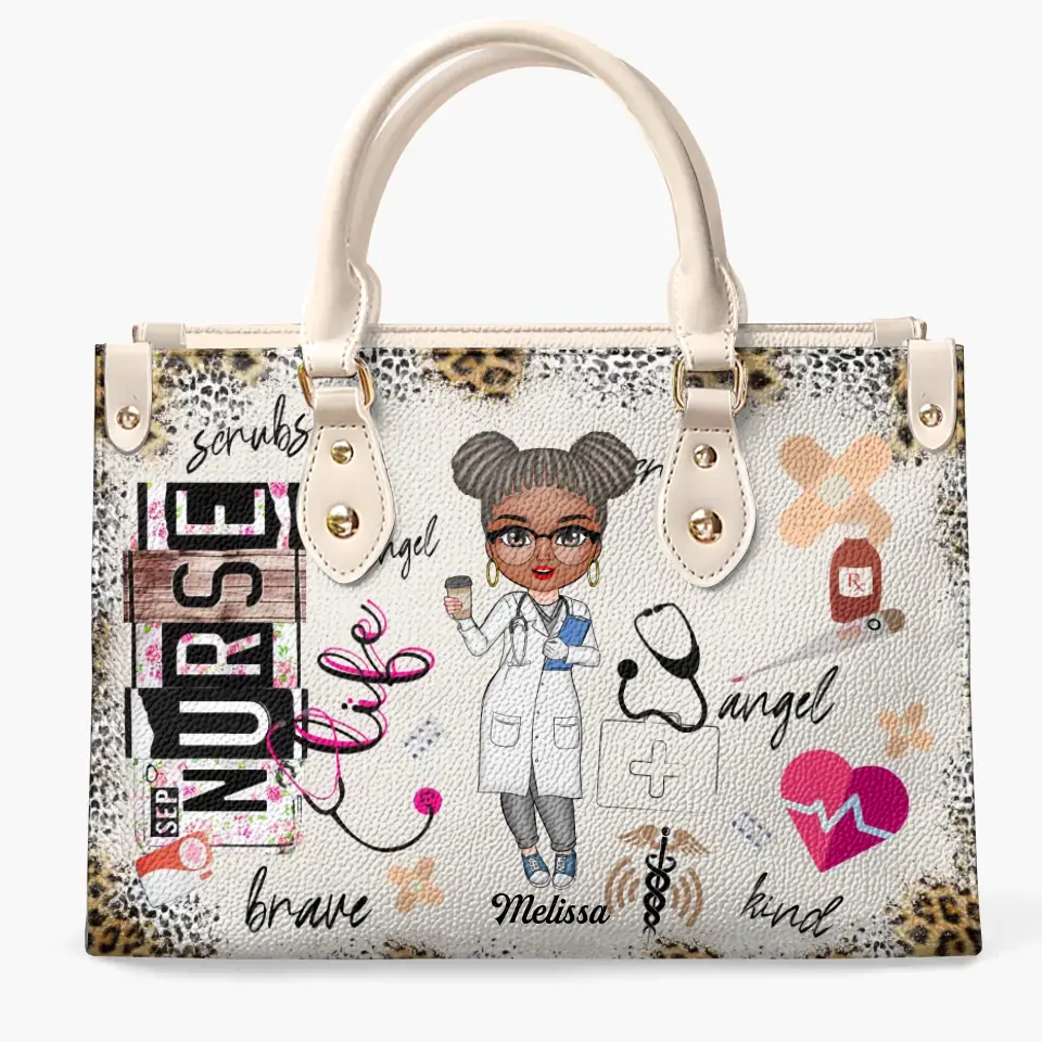 Personalized Leather Bag - Gift For Nurse, CNA, CMA, Doctor - Nurse Life Scrubs Nurse Day ARND0014