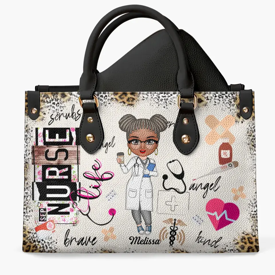 Personalized Leather Bag - Gift For Nurse, CNA, CMA, Doctor - Nurse Life Scrubs Nurse Day ARND0014